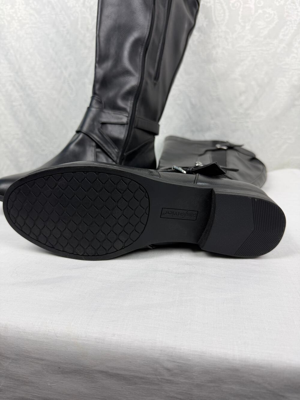 Comfortview Black Embroidered Western Cowboy Boots 10WW Studded